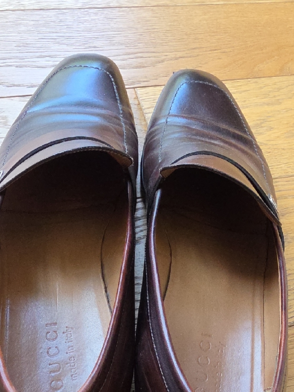 Gucci Men's Brown Leather Slip-On Loafers - Picture 6 of 11
